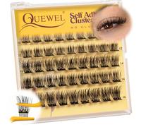 QUEWEL Pre-Glued-Cluster-Lashes Kit Natural Self Adhesive Eyelashes, D Curve Pre Glued Eyelashes, Strong Hold 10-16MM No Glue Needed Self Adhesive Lashes at Home(MJ03-new)