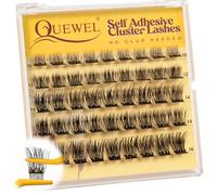QUEWEL Pre Glued Eyelashes Natural Lash Clusters, C Curve Pre Glued Cluster Lashes, Strong Hold 10-16MM No Glue Needed Self Adhesive Eyelashes DIY at Home(MJ03-DH)