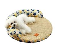 QUEXLAI Dog Bed, Cat Mat, Small Dog Mat Made of Cooling Ice Silk Rattan, Braided Removable and Washable, Breathable and Soft, Ideal for Hot Weather, Prevents Overheating (S)