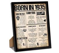 Quferuy 1935 Poster Framed UK, Happy 90th Birthday Sign Card Party Decor Supplies Home Decoration Birthday Gift 90 Years Old Wedding Newspaper for Men Women (8x10 inch)