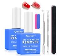 Qufiiry 2 Pcs 15 ml Gel Nail Polish Remover, Nail Polish Remover, Peel off in 3-5 Min, Nail Remover with Gel Polish Scraper and Nail File, Do Not Hurt Your Nails