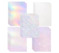 Qufiiry 30 Sheets A4 (210x297mm) Holographic Adhesive Film, Vinyl Sticker Paper with 5 Different Patterns, Self-Adhesive Transparent Laminating Film, Ideal for DIY, Scrapbooking and Craft Cutter