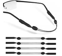 Qufiiry 4 Pcs Sports Glasses Straps, Glasses Lanyard, Glasses Cord for Men, Sunglasses Strap, Glasses Chain, Adjustable Non-Slip Band, Universal Eyeglass Cord for Women Men, Black