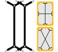 Qufiiry Bed Sheet Clips, Bed Sheet Holder for Bedding, Criss-Cross Bed Sheet Straps, Adjustable Bedsheet Clip, Universal Sheet Holders Straps for Mattress Covers, Bed Sheets, Sofa Cushion(Black)
