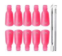 Qufiiry Nail Clips, 10 Pcs Nail Soak Off Clip, Nail Polish Remover Clips, Acrylic Gel Polish Clips (Pink) for Finger UV Gel Polish Removal with 2 Cuticle Pusher