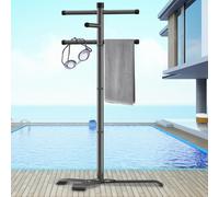 Qufiona Pool Towel Rack Outdoor, Heavy Duty Outdoor Towel Rack, 61 Inch Free Standing Rack for Pool & Hot Tub, Drying Towels, Swimsuits, Life Jackets and Goggles, Ideal Pool Accessories