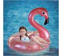 QuFrotty Medium Swimming Ring Pool Float for Girls, Flamingo Shape Inflatable Pool Float with Glitters, Inflatable Lounge Raft Tube Swimming Ring Summer Pool Toys for Kids (Rose Gold, Medium)