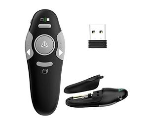 QUI Presentation Clicker Pointer, 328FT Wireless Presenter Remote PPT PowerPoint Clicker, 2.4GHz Presentation Pointer Slide Advancer for Mac, Laptop (Green Function Indicator Light)
