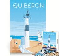 Quiberon France Travel Poster 1000 Piece Jigsaw Puzzles- Cognitive Recall Restful Activity Sharp Cut size 38x52cm