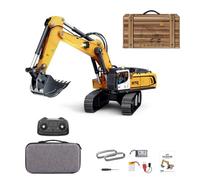 Quibuilds 1/50 Scale 2.4GHz RC Excavator - Full Screw Drive System & 360° Rotation, Alloy Tracks High Simulation Digger for Outdoor Operation & Display, Long Runtime, Gift for Adults & RC Enthusiasts