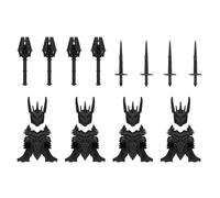 Quibuilds 28PCS Dark Medieval Knight Building Block Accessories, Detailed Armour, Horned Helmet & Weapons for Army Displays & MOC Projects, Advanced Set for Teen and Adult Collectors