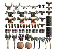Quibuilds 54PCS Dark Medieval Knight Building Block Accessories, Detailed Armour, Horned Helmet & Weapons for Army Displays & MOC Projects, Advanced Set for Teen and Adult Collectors
