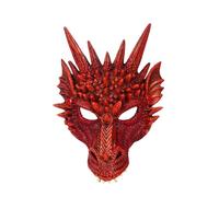 Quibuilds Dragon Shaped 3D Mask for Adults, One-Size-Fits-All Design, Perfect for Halloween Cosplay Party and Anime Shows (Red)