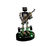 Quibuilds Metal Punk Robot Action Figure, Articulated Mechanical Mecha Model, Collectible Desktop Display Figure with Custom Accessory and LED Lights, Sci-Fi Desktop Ornament & Gift for Tech Lovers