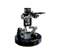 Quibuilds Metal Punk Robot Action Figure, Articulated Mechanical Mecha Model, Collectible Desktop Display Figure with Custom Accessory and LED Lights, Sci-Fi Desktop Ornament & Gift for Tech Lovers