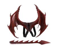 Quibuilds Super Large 3D Dragon Wing & Tail Props for Adults, Perfect for Halloween Cosplay Party and Anime Shows (Red)