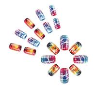 Quick Apply Sunset Beach Palm Tree Artificial Nails Acrylic False Full Covers Press on for Various Occasion Stick on Nail