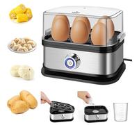 Quick Boiling Electric Egg Boiler with Measuring Cup, Removable Tray, 350W Egg Cooker, Poacher Poached Boiled, 6 Capacity Stainless Steel Eggs Steamer, Easy to Clean & Operate, Eggs Maker Machine