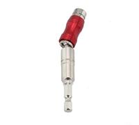Quick Change 14 Hex Shank Magnetic Screw Driver Bit with Pivoting Locking Mechanism for Use in Confined Spaces and Angled Driving (red)