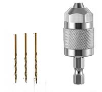 Quick Change Keyless Drill Chuck with 6.35mm Hex Shank, 0.3-6.5mm Clamping Range, 3-Jaw Self-Centring for Electric Drills and Power Tools(C)