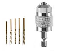 Quick Change Keyless Drill Chuck With 6.35mm Hex Shank, 0.3-6.5mm Clamping Range, 3-Jaw Self-Centring For Electric Drills And Power Tools(F)