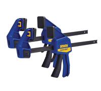 Quick-Change Medium-Duty Bar Clamp 300mm (12in) (Twin Pack) Irwin Quick-Grip Blue One Size