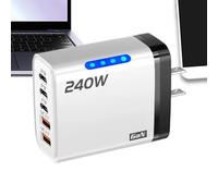 Quick Charge Adapter, 240W Adapter Block - 5 Port Mobile Phone Charger with Indicator Light, for Laptop Tablet Home Travel Hotel Bedside Desk