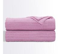 Quick Cleaning Supplies Darling 100% Pure Cotton Cellular Blanket Super Soft and Cozy Throws Blanket for Couch, Sofa, Chair, Bed, Machine Washable, Comfortable Home Decor (Pink, 260 x 230 CM King)