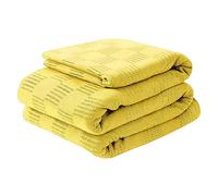 Quick Cleaning Supplies QCS Bedding, Thermal Blankets, 350 GSM, Soft Breathable Adult Blanket, Lightweight Throw, Perfect for Layering Any Bed for All Season (Yellow, Single 180 x 250 cm)