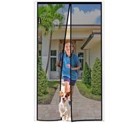 Quick Close Fly Screen Balcony Door Magnet with Stronger Magnets, 70 x 200 cm Fly Screen Door, No Drilling, 3.8 cm Wide Velcro Tape, Insect Protection Balcony Door, for Balcony Door/Patio Door, Black