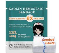 Quick Clot Gauze, First Aid Advanced Stop The Bleed Kit Combat Gauze-Flexible Hemostatic Gauze-Bleed Stop Faster Wound Packing Gauze Medical Gauze,Survival Kit Supplies (3" x 12.5', 1, Count)