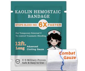 Quick Clot Gauze, First Aid Advanced Stop The Bleed Kit Combat Gauze-Flexible Hemostatic Gauze-Bleed Stop Faster Wound Packing Gauze Medical Gauze,Survival Kit Supplies (3" x 12.5', 1, Count)
