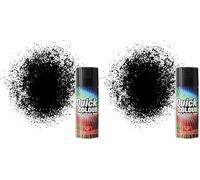 Quick Colour Black Gloss Spray Paint 400ml Aerosol for Wood, Plastic, Metal, Brick, Concrete and Vinyl (Pack of 2)