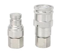 Quick Connect Fittings 2Pcs Hydraulic Quick Couplers Flat Face 3/8in NPT Quick Connect Fittings Couplings with Covers for High Pressure Excavator