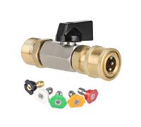 Quick-Connect High-Pressure Brass Adapter with 360° Swivel Joint and 5 Multi-Color Nozzles for Pressure Washer Hose, Compatible with High Vol(B)