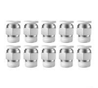 Quick Connect Hose Connector, 10-Pack PC8-02 Pneumatic Air Fitting for PU Nylon Tubing, Push-On Design, Leak-Free Stainless Steel Circlip, Industrial Automation Use(White)