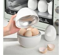 Quick cook egg boiler that works in microwave ovens, reduces cooking time to approximately 9 minutes for soft or hard boiled outcomes (White egg)