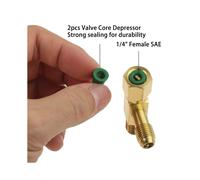 Quick Coupler Access Tee, 1/4'' SAE Valves Core Tee Adapter Brass Refrigerant with Swivel Connector