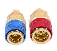 Quick Couplers Adapter R134A High Low Pressure Manifold Brass Material Automotive Air Conditioning Accessories 2Pcs Set for Car AC Repair and Maintenance