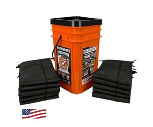 Quick Dam Grab & Go Flood Kit includes 10-5-ft Flood Barriers in Bucket (QDGG5-10), Orange