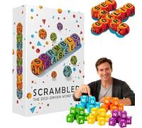 Quick Dice Word Game Brain Exercise Game - Scrambled Dice Word Game for 1-5 Players Brain Exercise Party Games, Travel Crossword Dice Games, Fun Christmas Family Games for Kids and Adults (1SET)