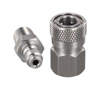 Quick Disconnect Set Stainless Steel Male and Female 8mm 1/8 NPT Thread Connectors Designed for Air Line and Equipment Service