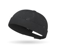 Quick Dry Docker Cap Brimless Hats for Men,Summer Skullcap Perforated Breathable Beanie Unisex Retro Rolled Cuff Sailor Hat (UK, Alpha, One Size, Black)