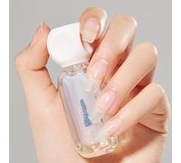 Quick Dry Nail Polish Top Coat in Bare Glow - Low Odor High Gloss Long Lasting Transparent Natural Nude for Daily Use Workplace or Travel, Square Glass Bottle with White Cap, Semi-Transparent Milky