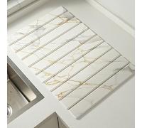 Quick-Dry Non-Slip Bath Mat Absent Stone Foldable Bathroom Rug 30x40cm White Marble Ideal for Bathtub & Toilet Soft Diatomaceous Surface Absorbent & Stylish