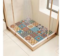 Quick Dry Non Slip Bathroom Mat Moroccan Boho Style Soft Rubber Loofah Shower Bathtub Anti Slip Bath Mat (Multi-coloured, 60x90cm)