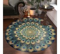 Quick-Dry Non-Slip Peacock Mat,Velvet Peacocks Feather Floral Area Rug,Elegant Peacocks Indoor Door Mat,Absorbent Non Slip Soft Carpet for Living Dining Room Home Decor