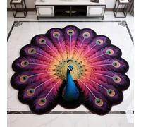 Quick-Dry Non-Slip Peacock Mat,Velvet Peacocks Feather Floral Area Rug,Elegant Peacocks Indoor Door Mat,Absorbent Non Slip Soft Carpet for Living Dining Room Home Decor