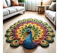 Quick-Dry Non-Slip Peacock Mat,Velvet Peacocks Feather Floral Area Rug,Elegant Peacocks Indoor Door Mat,Absorbent Non Slip Soft Carpet for Living Dining Room Home Decor