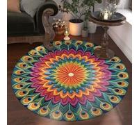 Quick-Dry Non-Slip Peacock Mat,Velvet Peacocks Feather Floral Area Rug,Elegant Peacocks Indoor Door Mat,Absorbent Non Slip Soft Carpet for Living Dining Room Home Decor